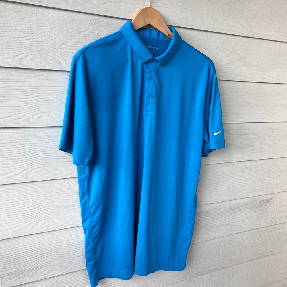 Nike Golf Dri-FIT Vertical Mesh Polo Shirt Men’s Large Aqua Blue 812419-413